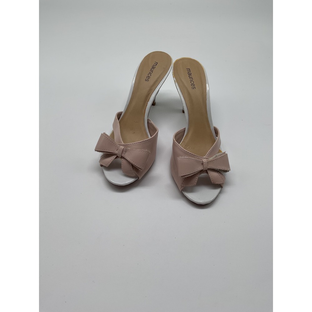 Maurices Heels Open Toe Bow Detail Mules Slides Stiletto Pink Size‎ 9
